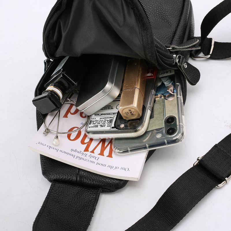 Borsa da Petto Semplice da Uomo Borsa Casual in Pelle Bovina di Grande Capacità da Uomo Borsa per Telefono per Lavoro e Tempo Libero Monospalla a Tracolla