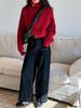 2025 Autumn/Winter Half-Zip High Neck Loose Knit Cardigan Sweater