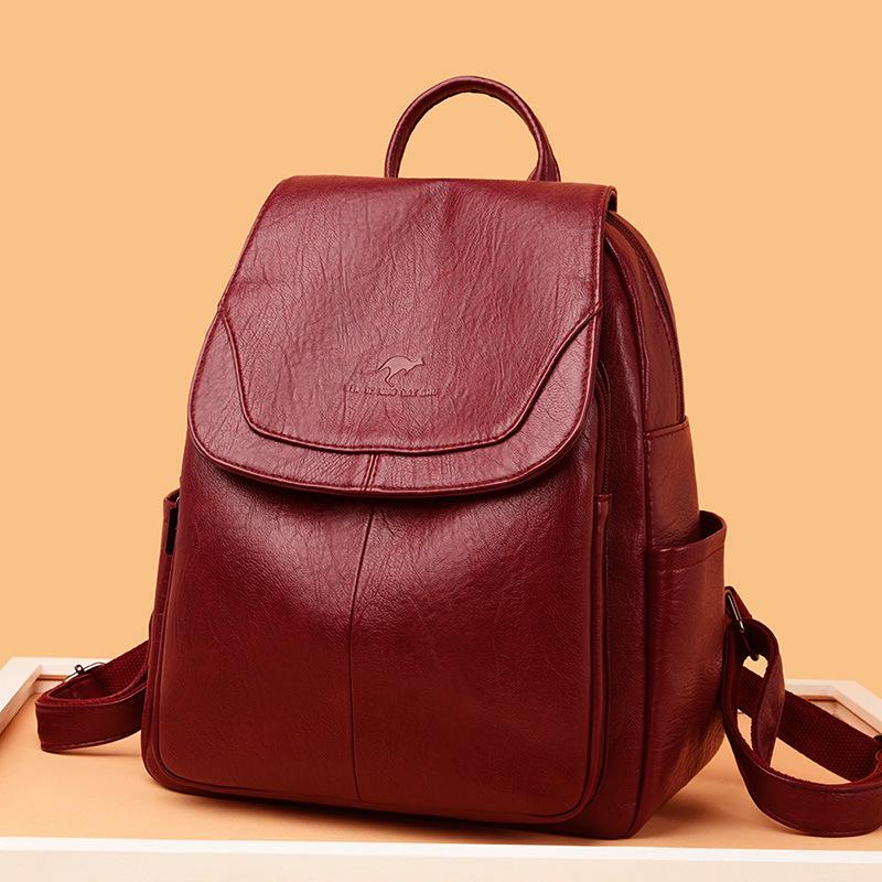 2026 Versatile Women's Soft Leather Backpack - Large Capacity for School, Travel, and Outdoor Use
