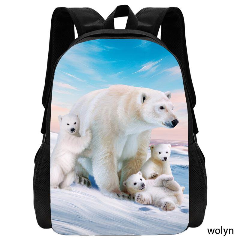 Polar bear pattern simple and cute backpack student schoolbag computer bag