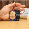 First Layer Cowhide Creative Cartoon Jingle Cat Pendant Bag Pendant Car Keychain Blue Fat Doraemon Pendant