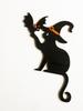 Halloween Black Cat Door Topper Decor, Witch Hat & Bat Design, Wooden Door Frame Ornament for Home, Spooky Party & Haunted House