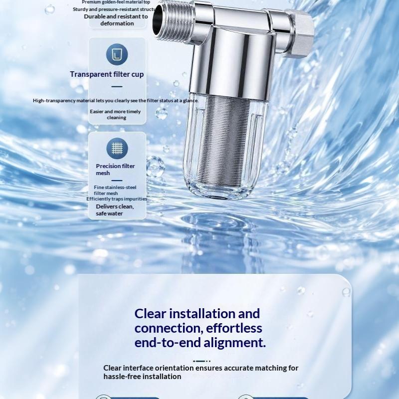 Stainless Steel Water Pre Filter With Transparent Visible Body Washable Reusable Filter Element For Kitchen Whole House Use