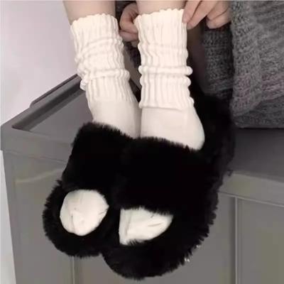 3 Paar Damenmode Lolita Niedlich Warm Socken Set Einfache Gestrickte Lange Schwarze Weiße Socken für Damen Geeignet für Herbst Winter