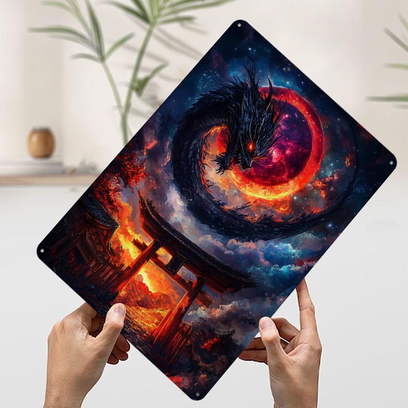 

Dragon and Torii Gate Tin Plaque Poster Customized Wall Art Retro Vintage Metal Signs for Man Cave Luxury Home Decor Items Room 7.9x11.8In(20x30cm)