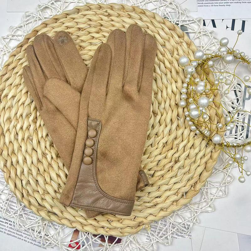 

Больше. Перчатки Qiu Touch Screen Split-Finger, нескользящие утолщенные бархатные однотонные теплые перчатки для вождения и езды One Size верблюд