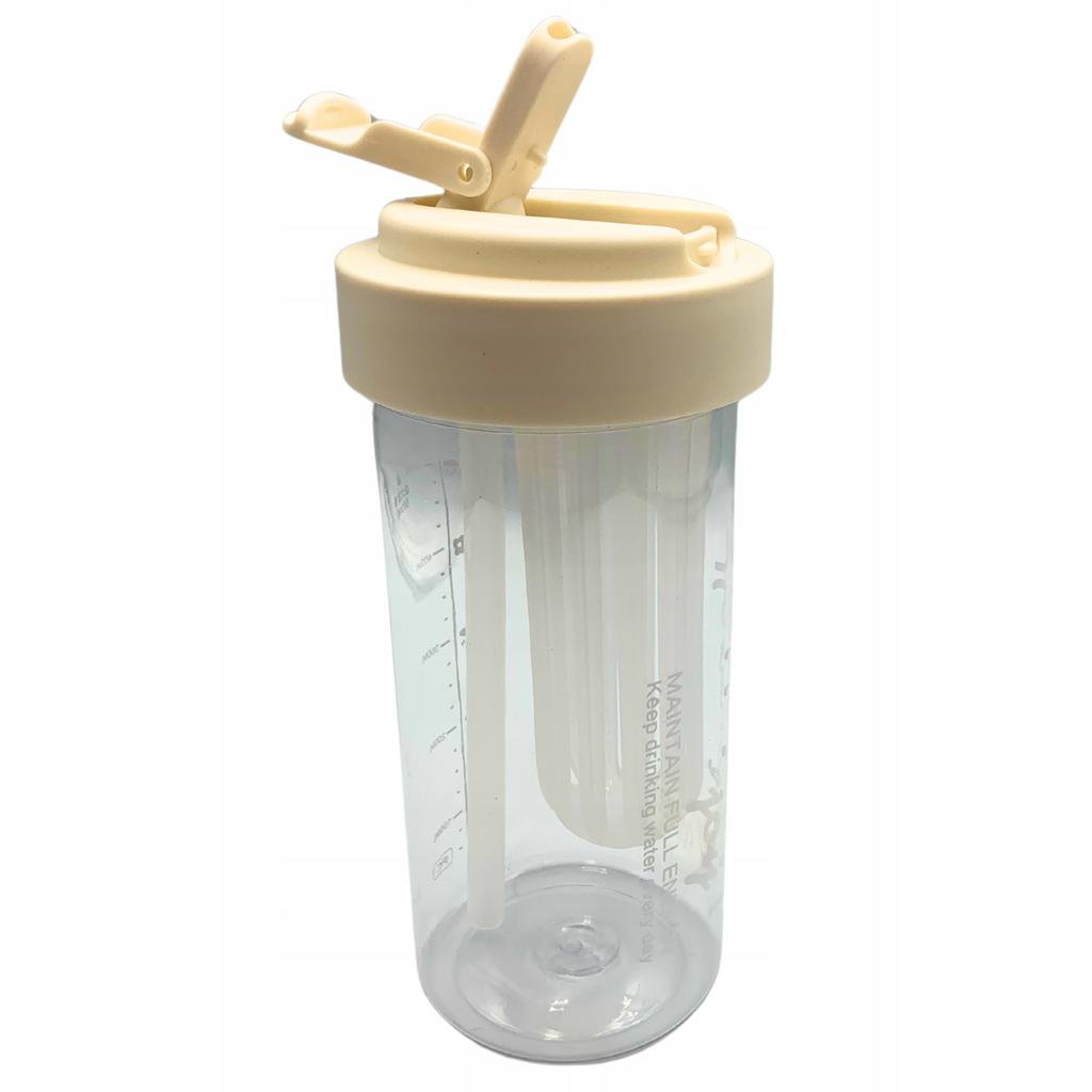 Water Bottle Drink With Straw Durable With Graduated Filter 600 Ml