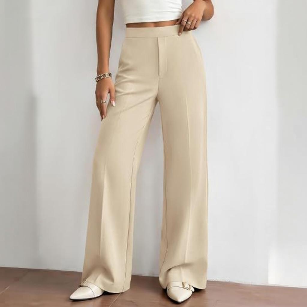 Women's Versatile Wide Leg Pants Business Casual Flattering Color for Work Commute