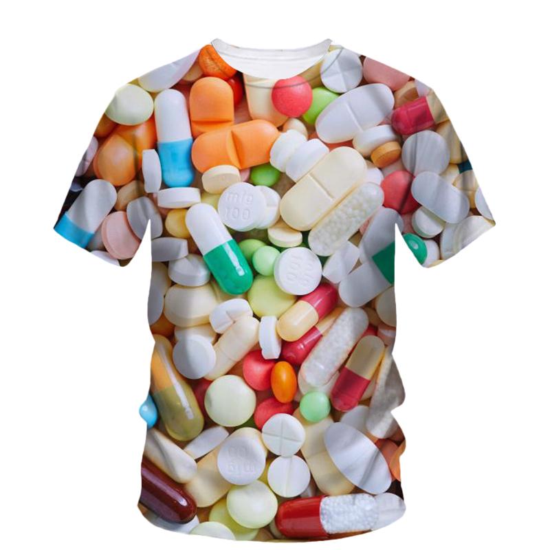 Fashion New Originality Pill graphic t shirts For Men Casual Bohemian Personality