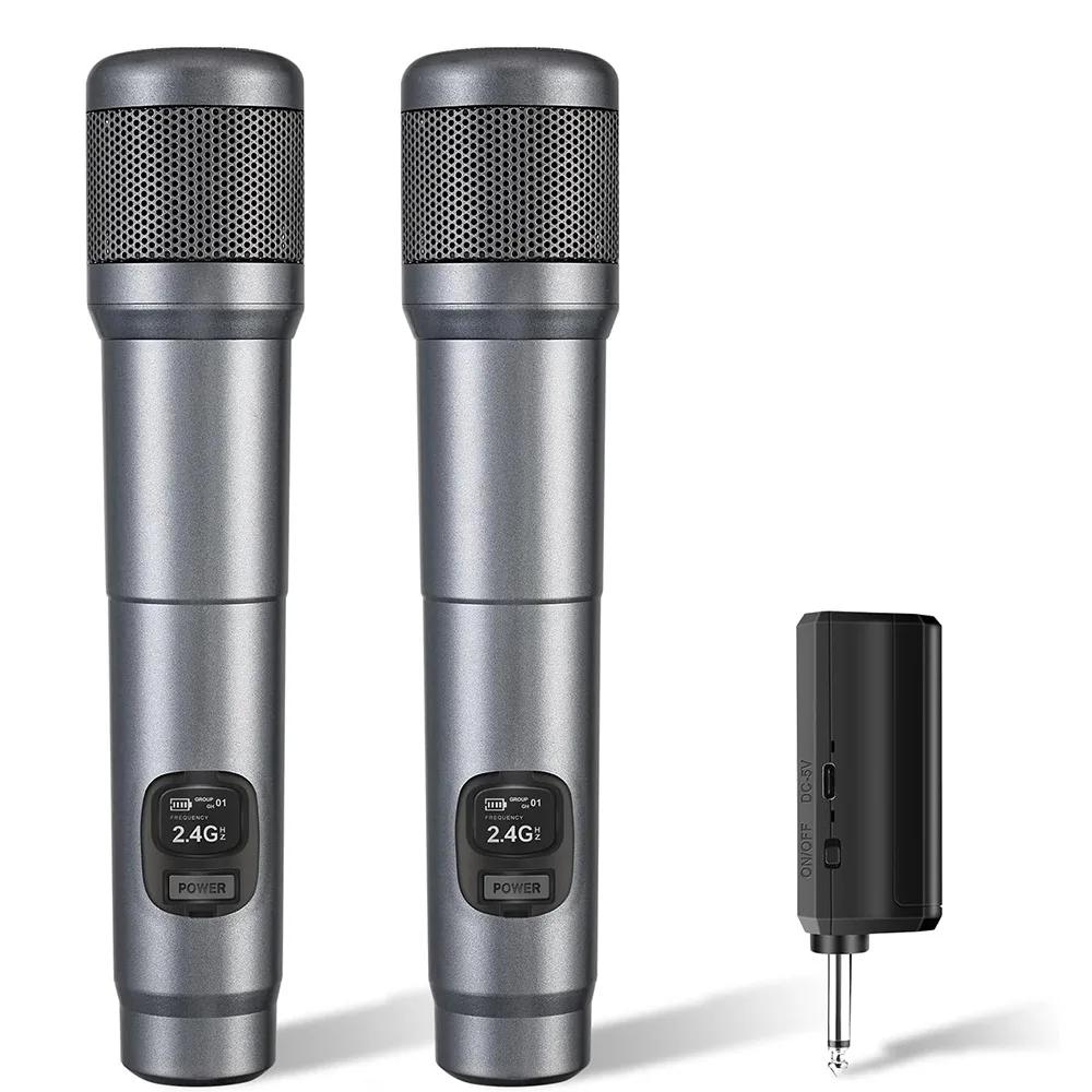 

Wireless Microphone 2.4G Handheld Microphone 6.35mm Jack Dynamic Mic with Rechargeable Receiver For Party Karaoke Professional Church Show Meeting