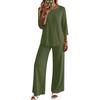 Women’s Casual Loose Fit Round Neck Three Quarter Sleeve Top and Wide Leg Pants Two Piece Set for Everyday Wear