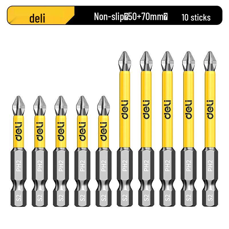 Deli Tungsten Steel Magnetic Anti-slip Phillips Drill Bit Set