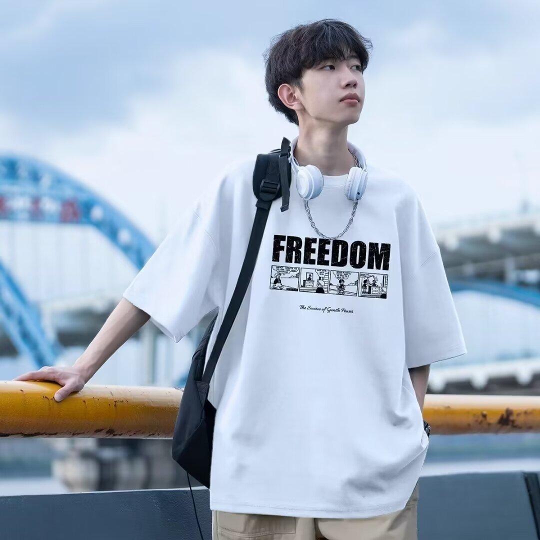 

Мужская модная футболка с круглым вырезом и короткими рукавами с принтом для лета, свободный повседневный топ 5XL белый