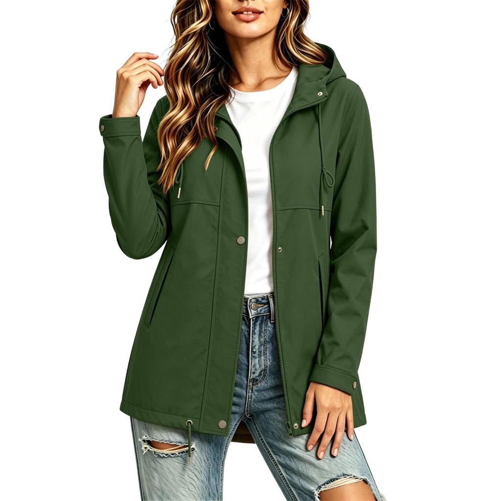Women's Rain Jacket Color Casual Outdoor Coat for Hiking and Travel