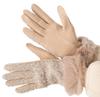 AVEVE Flauschige Schlaufen-Tweed-Handschuhe mit Kaninchenwollmischung im Geschenkkarton Pelz, Damen (beige)