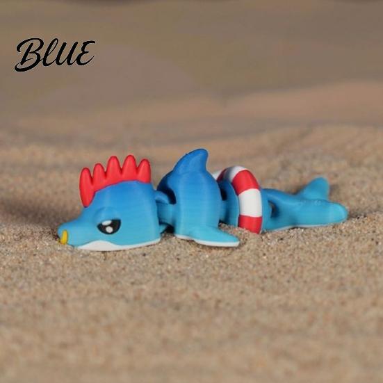 Sea Animal Toy 3D Printed Articulated Dolphin Figurine Swim Ring Fidget Toy Flexible Joints Decor for Backpack Handbag Purse Charm Swimming
