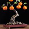 Aris & Juno Hand-Painted Copper Persimmon Tree Sculpture, Traditional Chinese Everything Goes Well Blessing Statue, Feng Shui Office Desk Home Living
