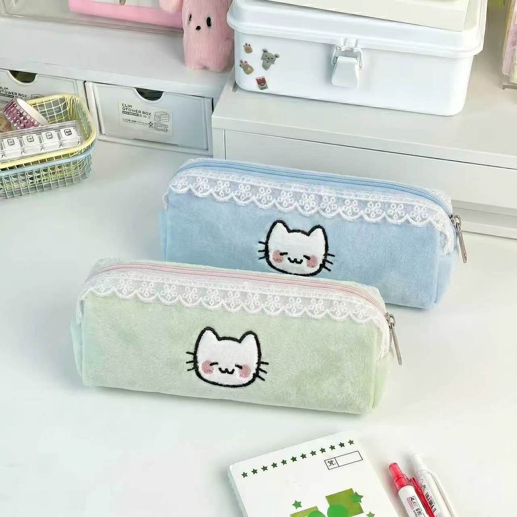Plush Cat Lipstick Pouch With Large Capacity For Travel And Makeup Storage