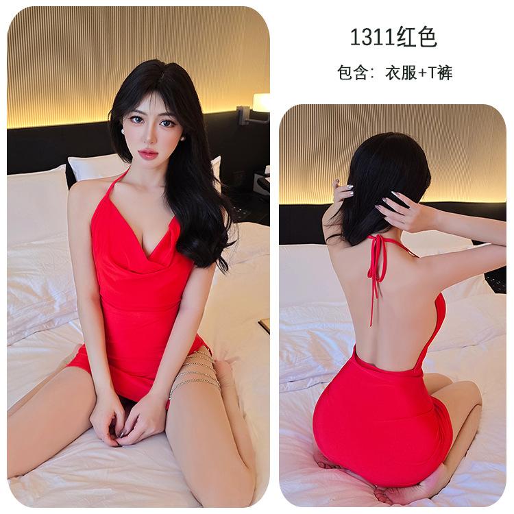Sex underwear sexy suspender pajamas nightgown uniform temptation nightclub outfit qqny cloud