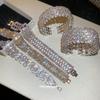 Metal diamond-set round opening bracelet, court style niche temperament bracelet, light luxury and high-end jewelry.