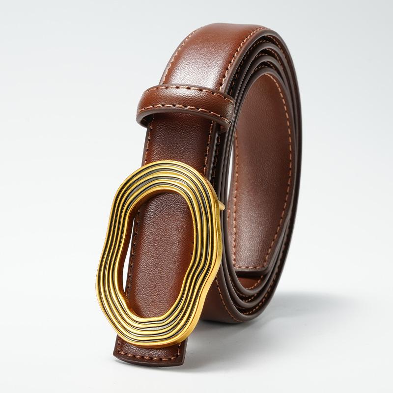 New Belt for Women's Dress  Smooth Buckle Belt for Women's Decorative Skirt for Women's Versatile Thin Belt