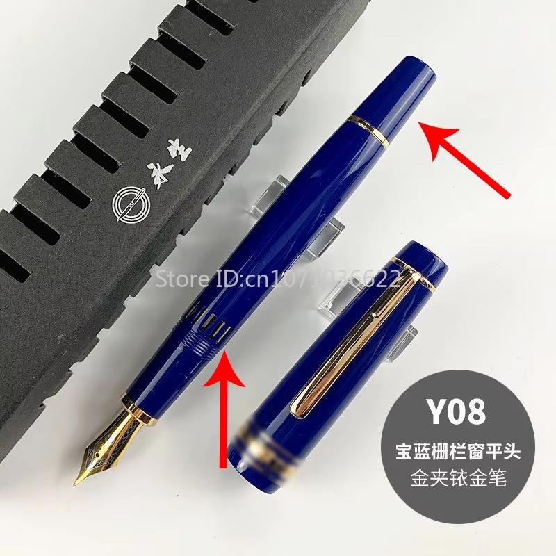 Neuer Yongsheng Wingsung 629 Kolbenfüller Iridium Gold EF F Feder Schwarz Dunkelblau Harz Schreibtinten Stifte Hohe Qualität