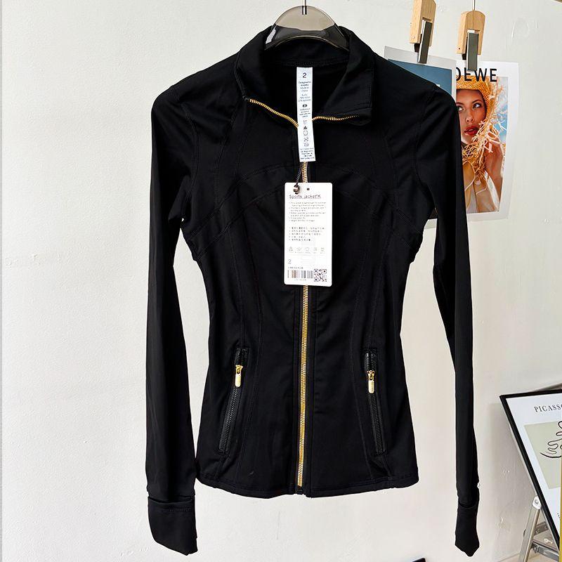 

Lu Same Sports Outwear Women 2025 New Arrival Jacket Gold Thin Coat with Zip High Elastic Outdoor Fitness Yoga Wear Black 12/3XL