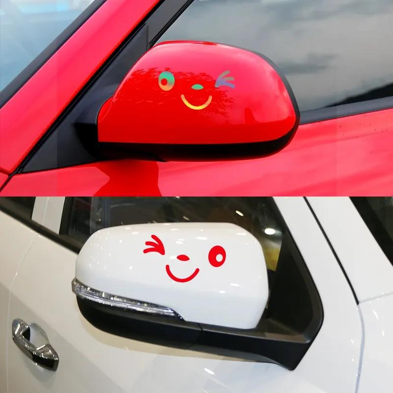 Car Reviewer Mirror Vinyl Stickers for BMW Ford Nissan Kia Jeep Lada Toyota Auto Cute Smile Graphics Decals Tuning Accessories
