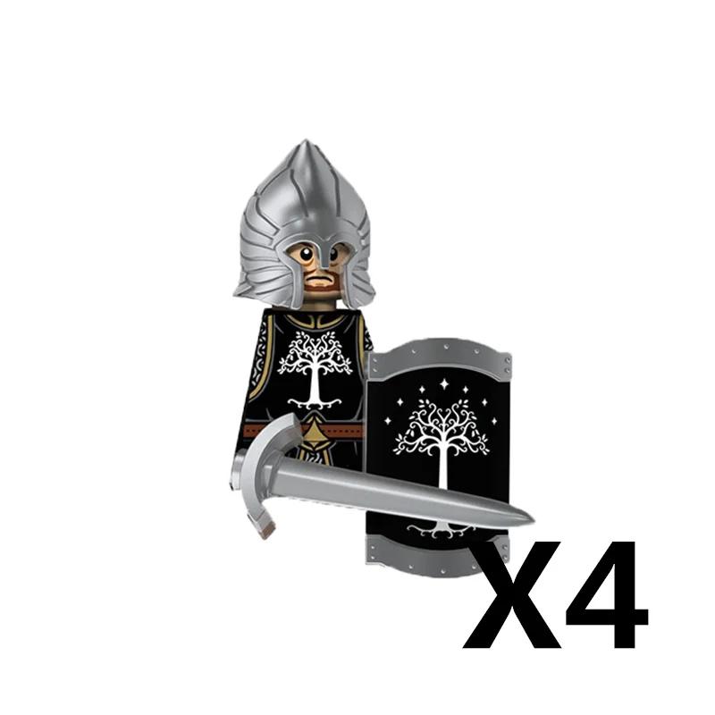 MOC Středověcí rytíři Orkové Stavební kostky Figurky Hračka Vojáci Stráž Zbraně Luky Šípy Štít Brnění Vlajky Pochodně T016