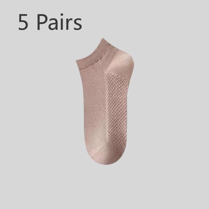 5 Pairs of Men's Summer Pure Cotton Anti Odor Sweat Absorbing Massage Bottom Do Not Drop with Thin Cotton Socks