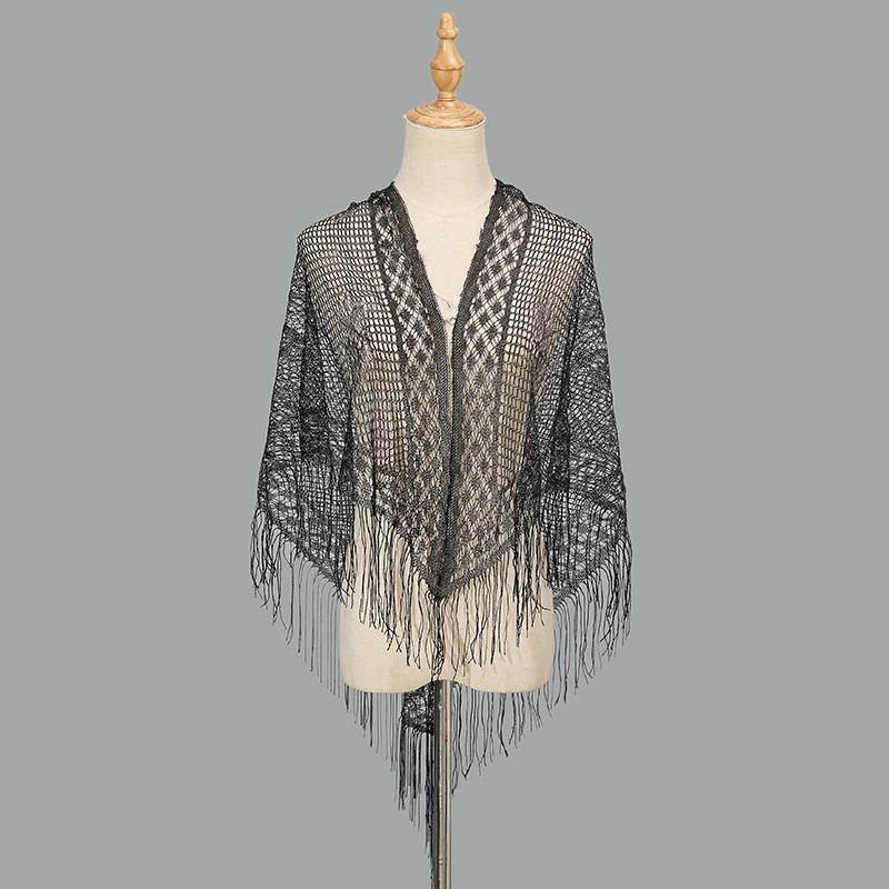 Pure Color Lace Triangle Scarf Women Evening Dresses Shawl Hollow Mesh Bridal Bridesmaid Wedding Party Shawl Lady Capes Wraps