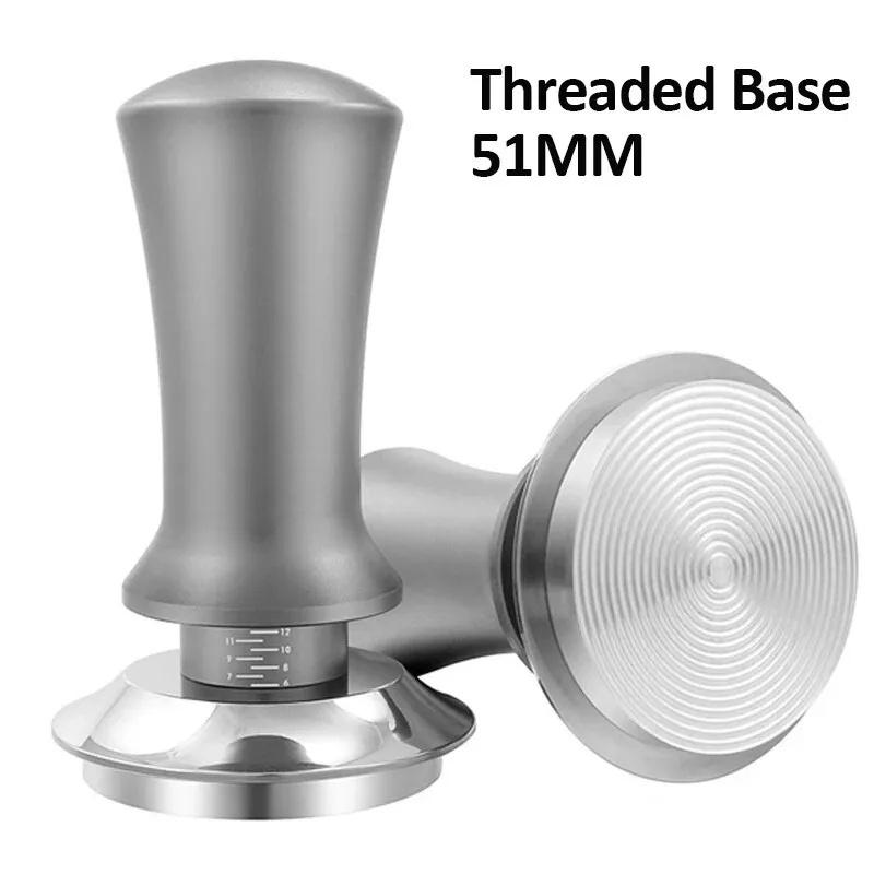 51/53/58Mm Coffee Tamper Stainless Steel Coffee Powder Constant Press Hammer With Scale Thread Base Espresso Accessories