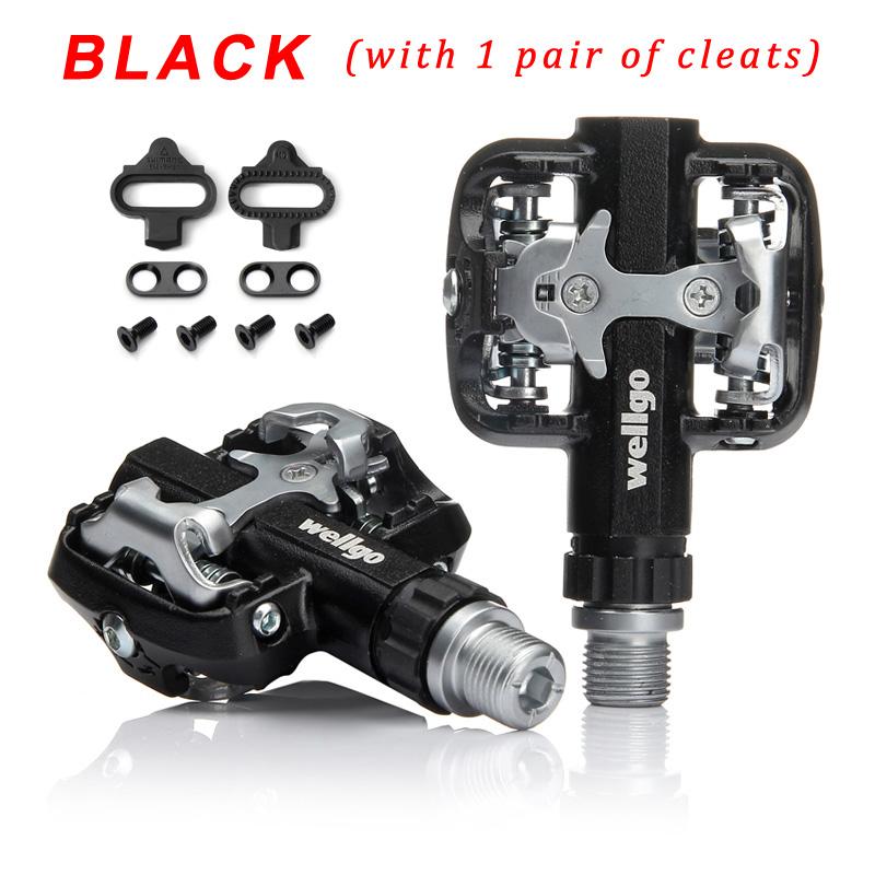 Wellgo WM001 MTB Pedal Self-Locking Pedals Mtb Bike Clip Pedal AL-Alloy MTB Bicycle Pedals With Cleat Sealed Bearing WM001 Black