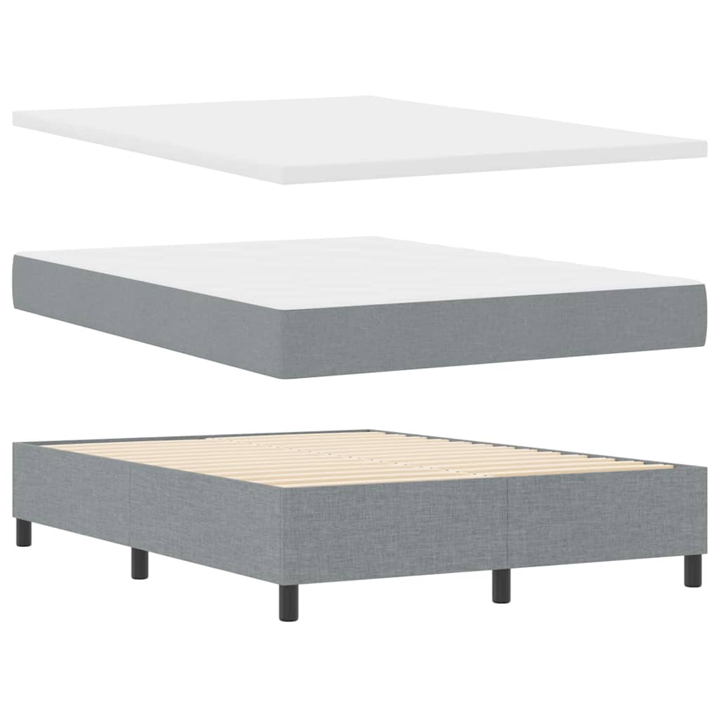 Box Spring Bed with Mattress Light Grey 140 x 200 cm Fabric