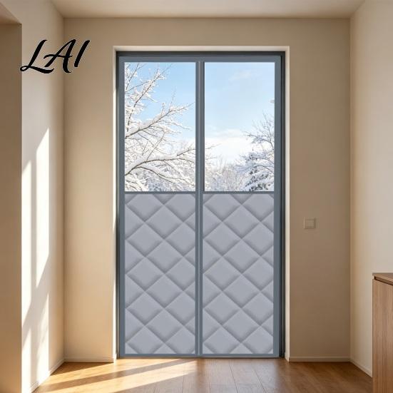 Insulated Door Cover for Winter Magnetic Thermal Curtain Padded with Window Privacy Curtain Bedroom Magnet Closure Windproof Soundproof Living Room