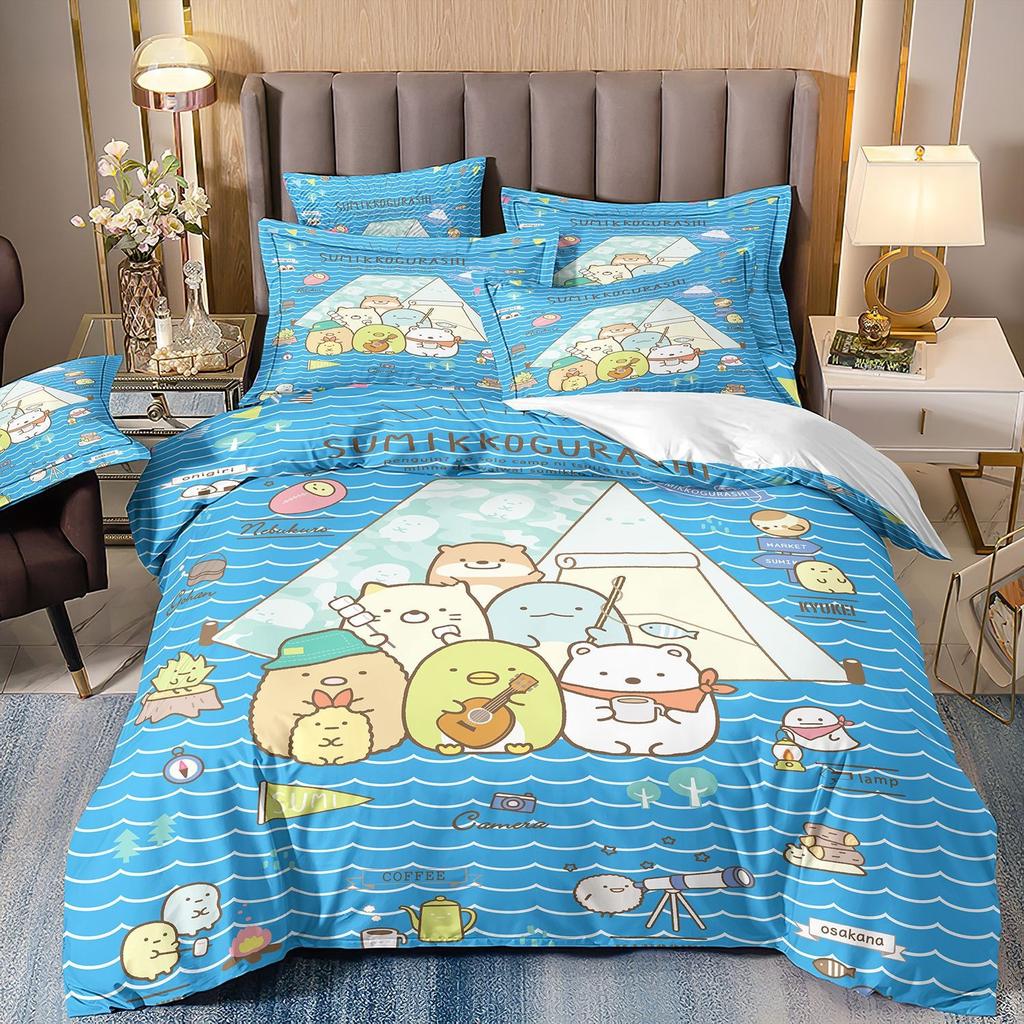 Japansk Tecknad Sumikko Gurashi Anime Sängkläder Set Kawaii Söt Sumikkogurashis Påslakan Täcke Örngott Queen King