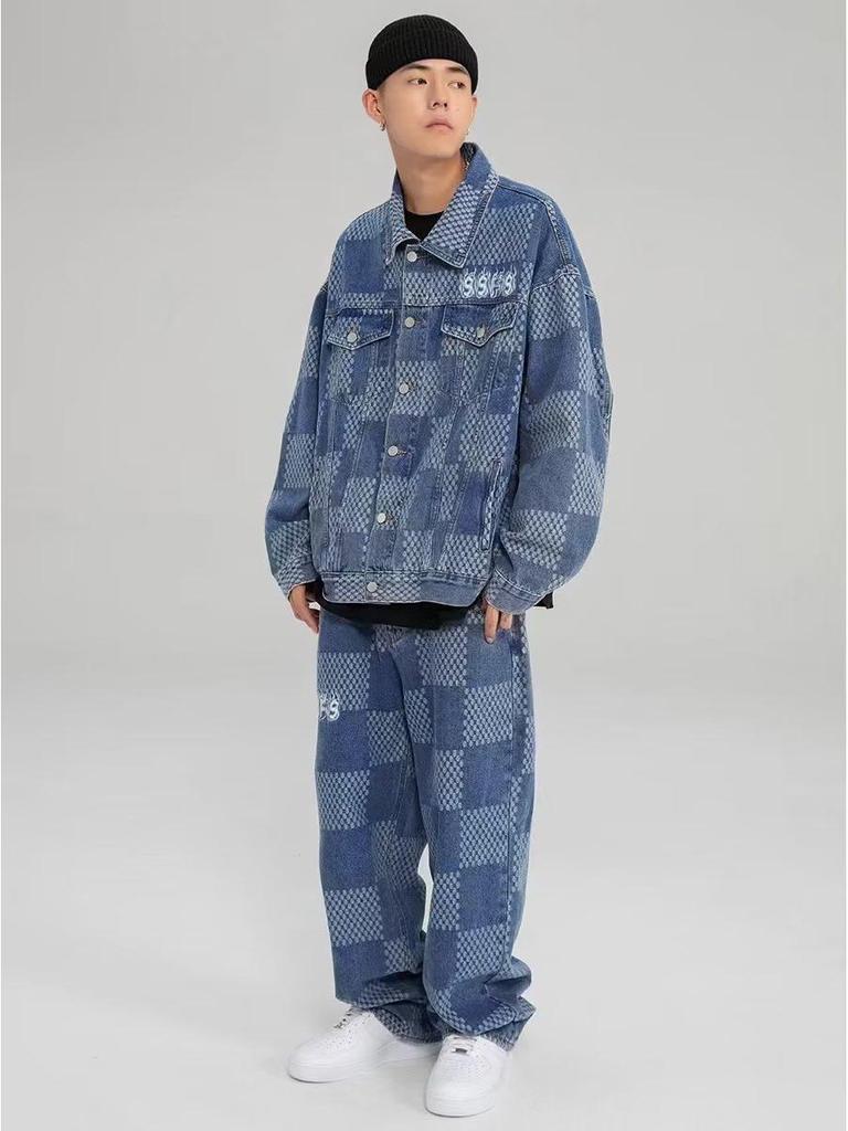 Men's Handsome Casual Sports Suit: Loose Cardigan Jacket & Wide-Leg Pants Two-Piece Set