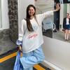 Lazy wind long-sleeved t-shirt women's 2026 new popular summer blouse front shoulder loose design chic Korean top