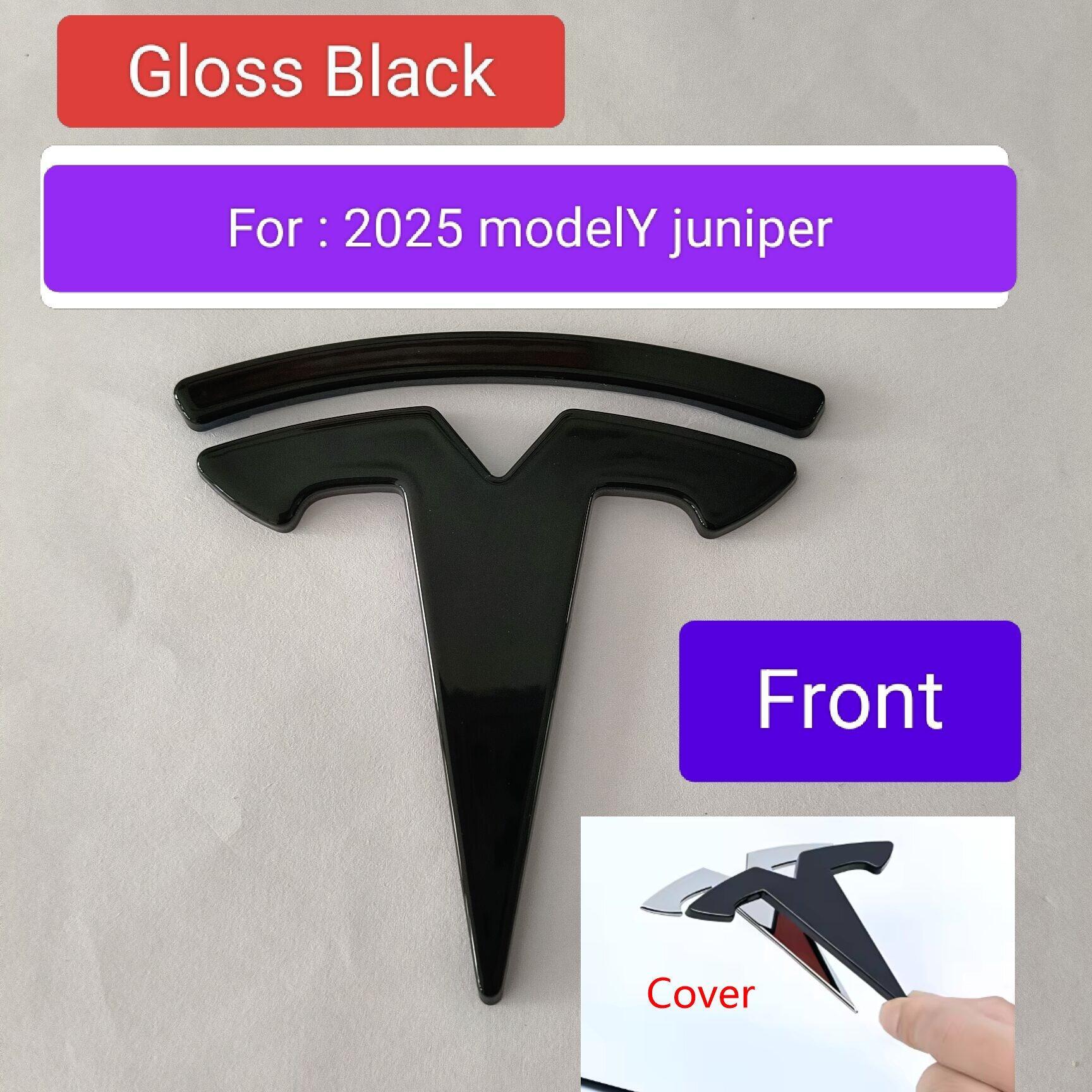 

ABS Cover Car For Tesla 2025ModeY Juniper Front Rear Sticker Hood Emblem Styling Body Rear Trunk Badge Decal Accessories