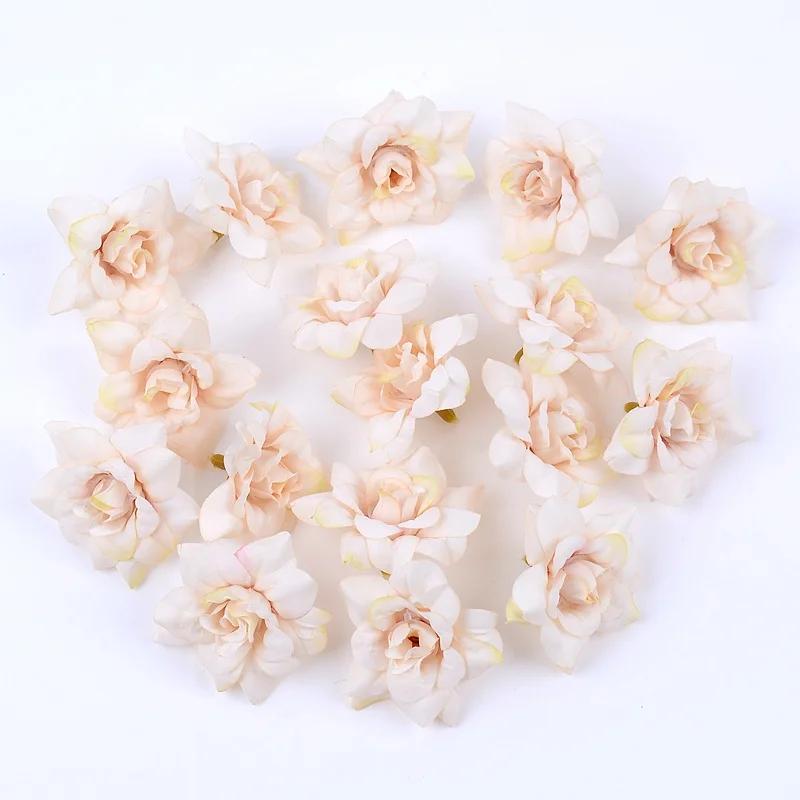 10Pcs Artificial Flower 4.5cm Silk Rose Head For Wedding Home New Year Decoration DIY Garland Scrapbook Gift Box Craft Flowers