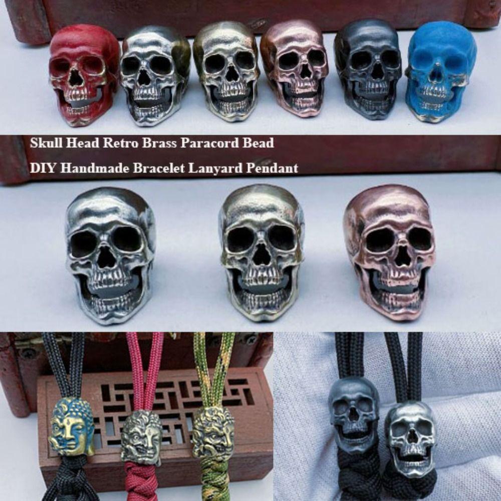 

Голова черепа ручної роботи Ретро Кулон DIY Ювелірні вироби Аксесуари Paracord Bead EDC Outdoor Tool 5