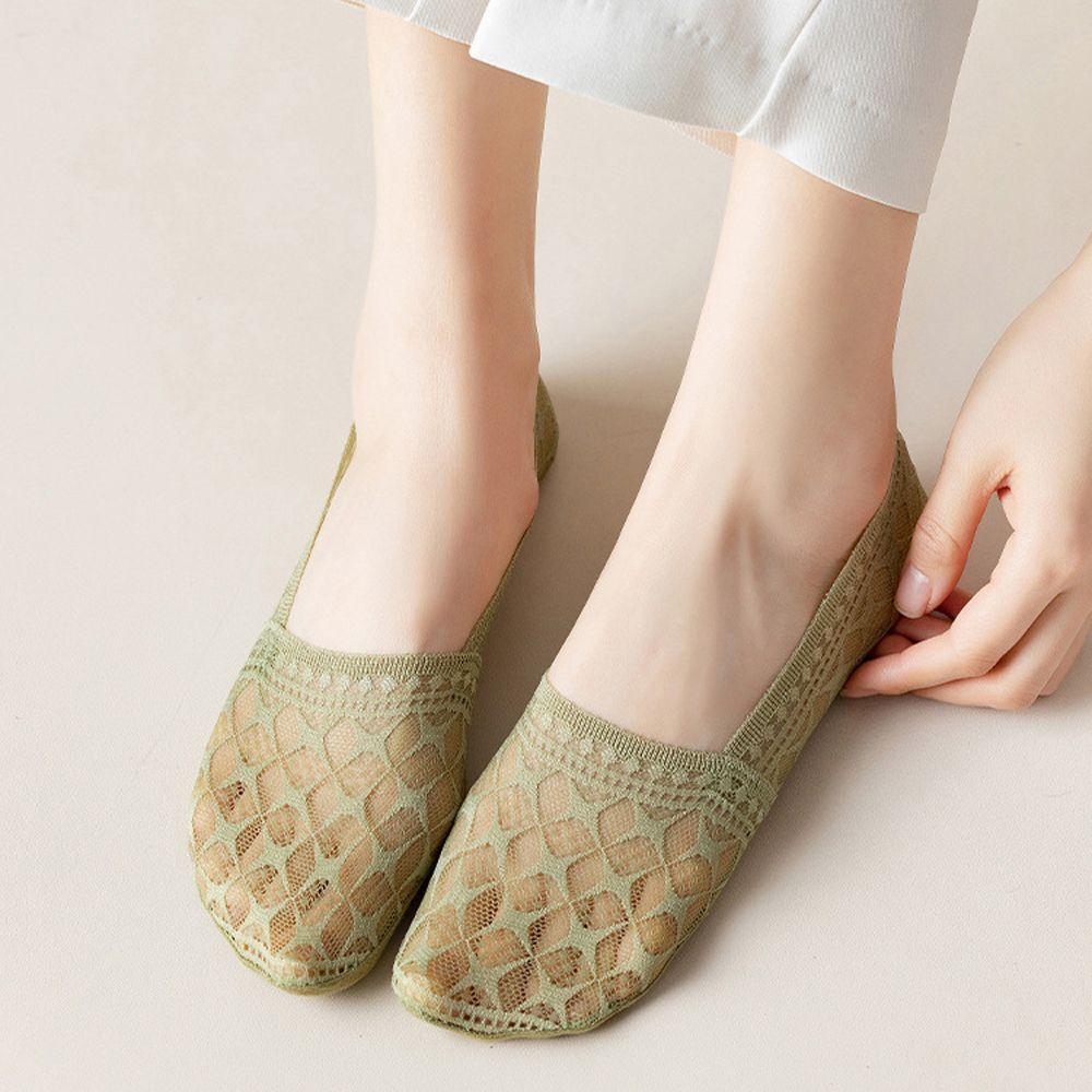 

Lace Stripe Non-slip Women Invisible Socks Korean Boat Socks No Trace Hosiery Summer Sock Slippers