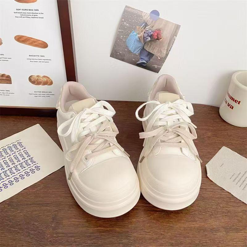 Ugly cute muffin little white shoes women's platform autumn new chic niche Korean version bread shoes versatile sports board shoes