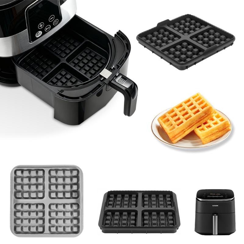 1/2Pcs Air Fryer Waffle Baking Mold Reusable Silicone Waffle Mould Silicone Air Fryer Liner Mold For Dual Basket
