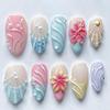 24 Stück tragbare Press-On-Nägel Erdbeer-Schleifen-Design Nagelspitzen Rot Kurz Mandel Perle Sternenlicht Falsche Nagelkunst Blume Falsche Nägel