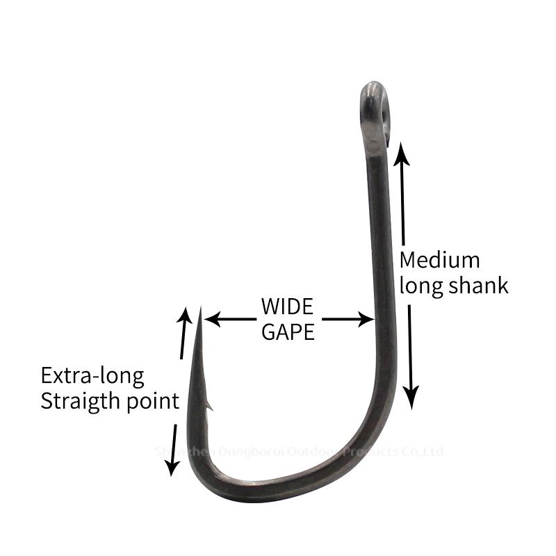 10pcs Carp Fishing Hook Straight Point X Medium Long Shank Size 2 4 6 PTFE Coating-Super Slide For Both Bottom Bait,Wafter And Pop-up Presentations