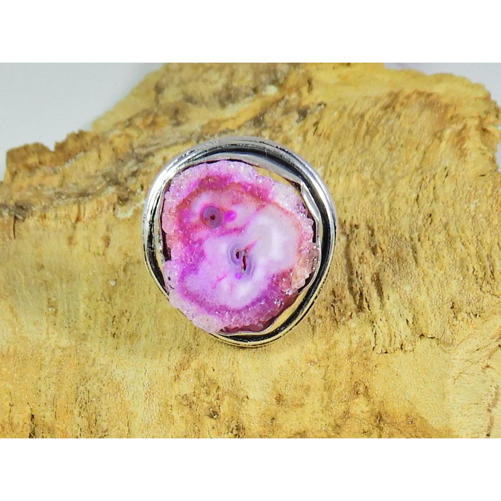 

Color Enhanced Solar Druzy 925 Solid Sterling Silver Ring Size US-7.5 PG-112