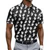 Men's Short Sleeve Polo Shirt Halloween Skull and Rose Print Button Down Casual Fit Lightweight Breathable Fabric