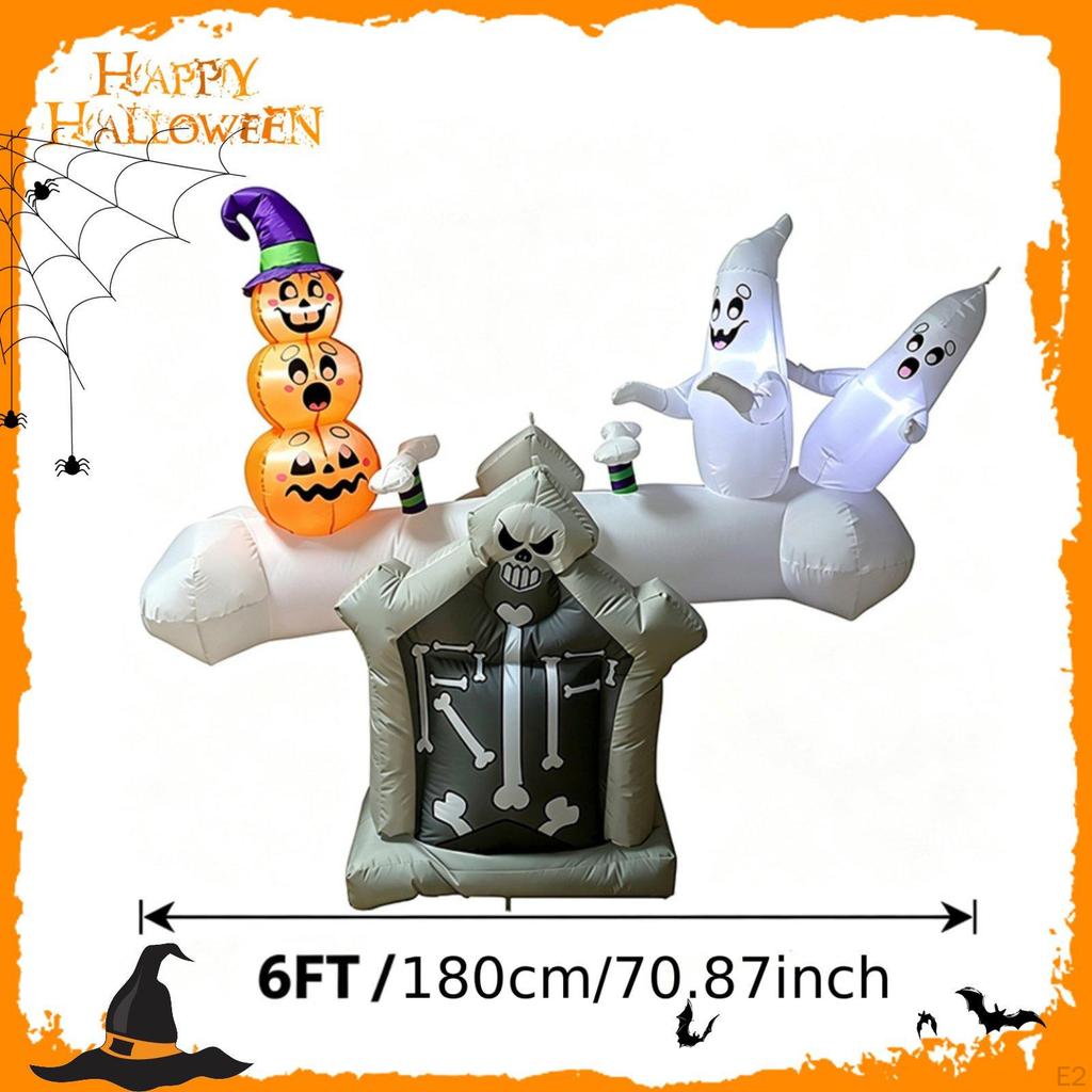 Halloween Inflatables Tombstone Props 5.91ft LED Light for Lawn Garden Yard