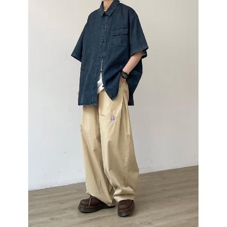 Jachetă de denim vintage în stil chinezesc nou de vară pentru bărbați și femei, top din denim spalat cu nasturi retro largi